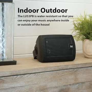 Dual Electronics LU53PB 5.25" 3-Way High Performance Outdoor Indoor Speakers | Effortless Set Up | Home, Pool, Patio, Garage Use | Weather Resistant | Expansive Stereo Sound Coverage | Black
