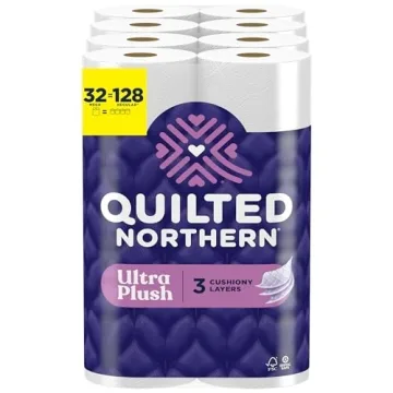 Quilted Northern Ultra Plush Toilet Paper, 32 Mega Rolls = 128 Regular Rolls, 3X Thicker*, 3 Ply Sof...