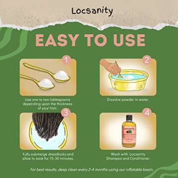 Locsanity Dreadlock Hair Scalp Detox - Deep Clean Dreadlock Powder, Cleansing Conditioner - Natural Hair Cleanser for Build Up - ACV Alternative, Loc Care and Maintenance Products