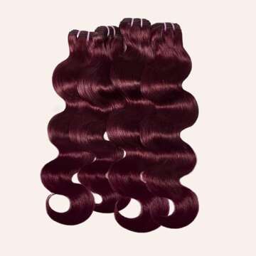 Human Hair Bundles 4 Bundles 16 18 20 22 Inch Hair Extensions Dark Burgundy Body Wave Bundles Human ...