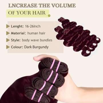 Human Hair Bundles 4 Bundles 16 18 20 22 Inch Hair Extensions Dark Burgundy Body Wave Bundles Human Hair 100% Unprocessed Brazilian Virgin Hair Quick Weave Bundles Human Hair 99J