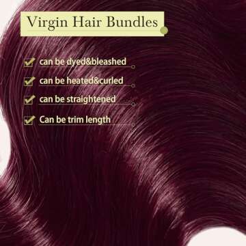 Human Hair Bundles 4 Bundles 16 18 20 22 Inch Hair Extensions Dark Burgundy Body Wave Bundles Human Hair 100% Unprocessed Brazilian Virgin Hair Quick Weave Bundles Human Hair 99J
