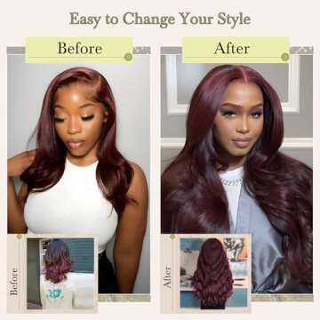 Human Hair Bundles 4 Bundles 16 18 20 22 Inch Hair Extensions Dark Burgundy Body Wave Bundles Human Hair 100% Unprocessed Brazilian Virgin Hair Quick Weave Bundles Human Hair 99J