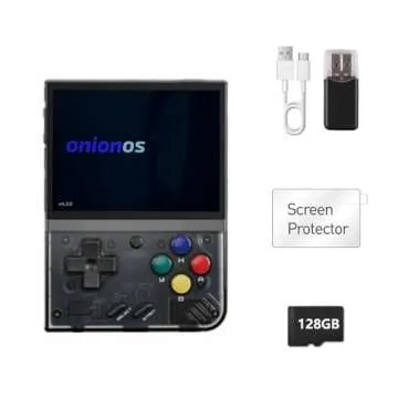 MIYOO Mini Plus 128GB OnionOS Preinstalled 3.5-inch IPS Screen Retro Gaming Console (Black Transpare...