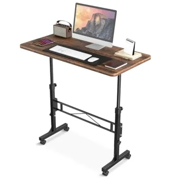 Small Standing Desk Adjustable Height, Mobile Stand Up Desk with Wheels, 32 Inch Portable Rolling De...