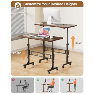 Portable Adjustable Height Standing Desk on Wheels