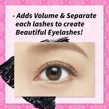 HEROINE MAKE by KISSME Mascara Volumizing Eye Makeup & Curl, Waterproof Long-lasting False Eyelash Effect with Curvy Brush Advanced Film 01 Jet Black