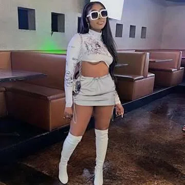 Womens Cargo Mini Skirt Y2K - Casual Summer High Waisted Bodycon Pencil Ruched Skirts Side Drawstring and Pockets Gray S