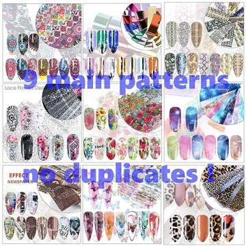 100 Sheets Nail Foil Transfer Sticker Kit, Bagvhandbagro Nail Art Decals Nail Foil Tips Starry Sky L...