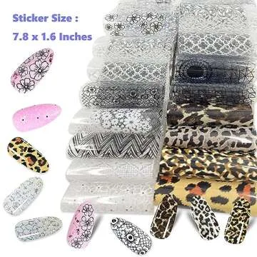 100 Sheets of Vibrant Nail Foil Transfer Stickers