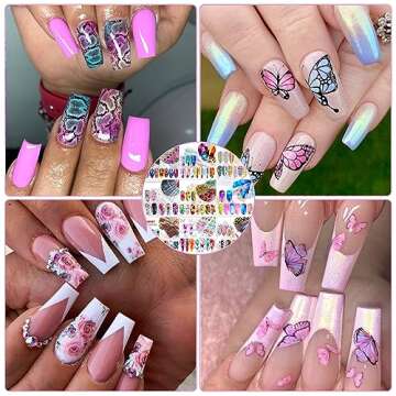 100 Sheets Nail Foil Transfer Sticker Kit, Bagvhandbagro Nail Art Decals Nail Foil Tips Starry Sky Laser Flower Leopard Print Transfer Foils Stickers DIY Nail Art Decorations Nail Supplies Nail Design