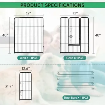 BestPet Dog Playpen Indoor 40 inch Exercise Pen with Doors