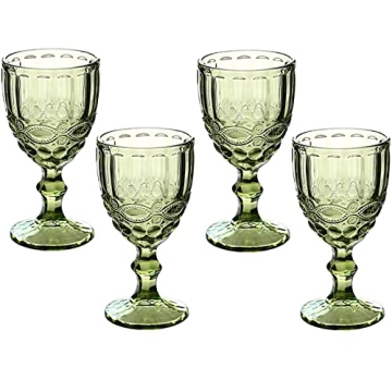 Taganov Green Wine Glasses Set of 4 Vintage Glassware for Any Occasion