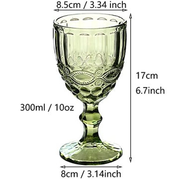 Taganov Green Wine Glasses 4-Pack Vintage Style Goblets