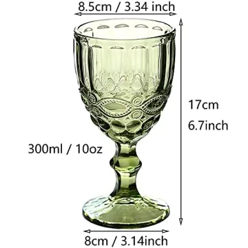 Taganov Green Wine Glasses 4-Pack Vintage Style Goblets