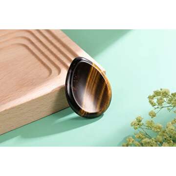 CrystalTears Tiger's Eye Thumb Worry Stone Healing Crystal Pocket Palm Stone Worry Stones for Anxiety Stress Relief