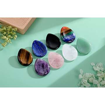 CrystalTears Tiger's Eye Thumb Worry Stone Healing Crystal Pocket Palm Stone Worry Stones for Anxiety Stress Relief