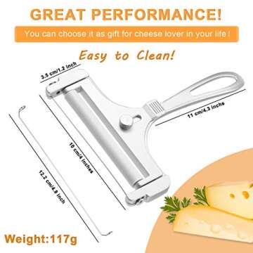 Patelai Cheese Slicers - Durable Adjustable Cheese Cutter with Replaceable Wires