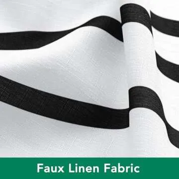 Biscaynebay Extra Long Textured Fabric Shower Curtain 72 W x 84 L, Black Printed Striped Linen Modern Hotel Luxury Quality Cloth Bathroom Curtains Machine Washable