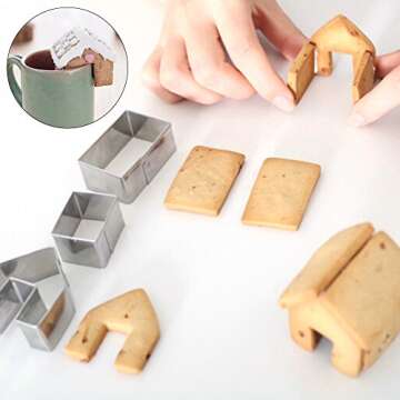 3Pcs Christmas House Cookie Cutter Set, Mini Ginger House Stainless Steel Cookie Cutter, Chocolate Little House Biscuit Mold, DIY Baking Decorating Tools