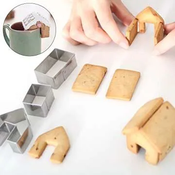 3Pcs Christmas House Cookie Cutter Set, Mini Ginger House Stainless Steel Cookie Cutter, Chocolate Little House Biscuit Mold, DIY Baking Decorating Tools