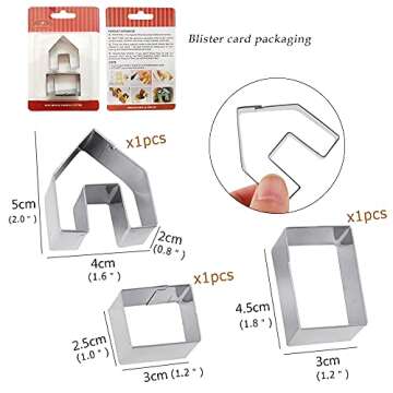 3Pcs Christmas House Cookie Cutter Set, Mini Ginger House Stainless Steel Cookie Cutter, Chocolate Little House Biscuit Mold, DIY Baking Decorating Tools