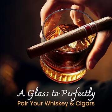 Cigar Whiskey Glass Set with Holder & Whiskey Stones