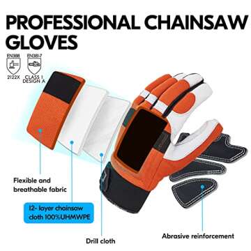 Vgo Chainsaw Gloves with 12-Layer Protection - Medium