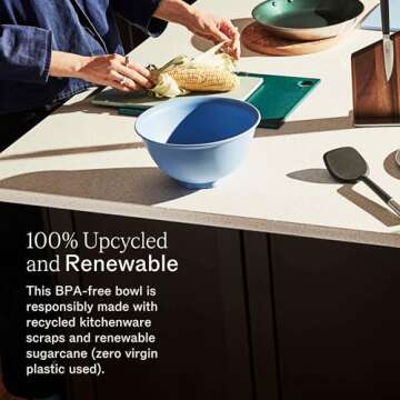 Mini ReBowl, Azure, 2.75 Quart Mixing Bowl Orange, Microwave & Dishwasher Safe, BPA-Free, Eco-Friendly & Durable, Round Serving Bowl for Salad, Dessert, Food Storage