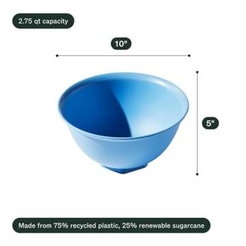Mini ReBowl, Azure, 2.75 Quart Mixing Bowl Orange, Microwave & Dishwasher Safe, BPA-Free, Eco-Friendly & Durable, Round Serving Bowl for Salad, Dessert, Food Storage