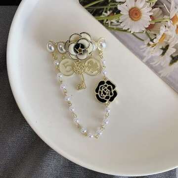 Imitation Pearl Dangle Chain Brooch - Elegant Vintage Jewelry Gift for Women