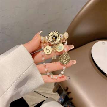 Elegant Imitation Pearl Dangle Chain Brooch for Women