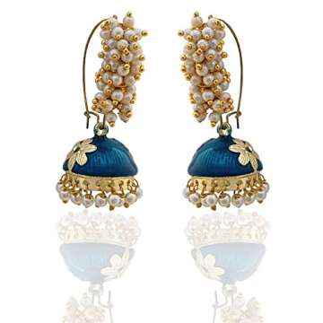 Moonstruck Jhumkas With White Pearls For Women