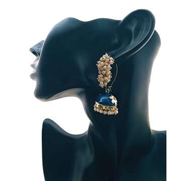 Moonstruck Jhumkas With White Pearls For Women