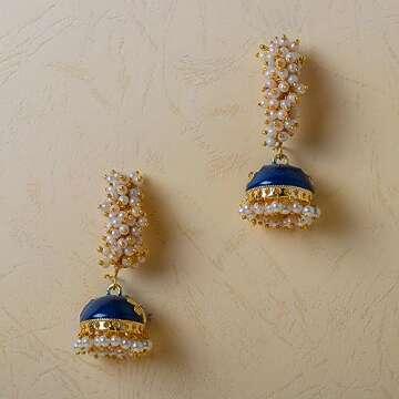 Moonstruck Jhumkas With White Pearls For Women
