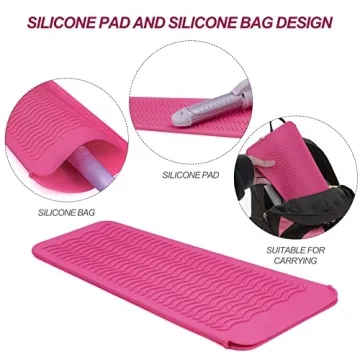 Silicone Heat Resistant Mat Pouch for Hot Hair Tools Pink