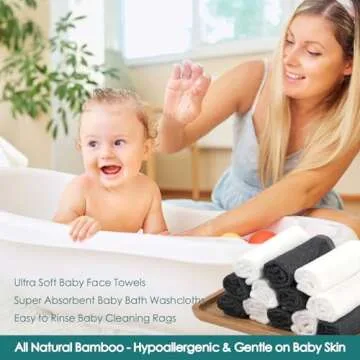 Baby Washcloths 6 Pack, 10x10 inch Heavenly Soft Small White Wash Cloths for Face and Body, Gentle & Safe Face Towel on Sensitive Skin, Baby Essentials Bath Shower Gifts for Newborn Kid Toddler Child