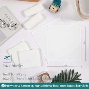 Baby Washcloths 6 Pack, 10x10 inch Heavenly Soft Small White Wash Cloths for Face and Body, Gentle & Safe Face Towel on Sensitive Skin, Baby Essentials Bath Shower Gifts for Newborn Kid Toddler Child