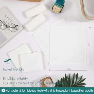 Baby Washcloths 6 Pack, 10x10 inch Heavenly Soft Small White Wash Cloths for Face and Body, Gentle & Safe Face Towel on Sensitive Skin, Baby Essentials Bath Shower Gifts for Newborn Kid Toddler Child