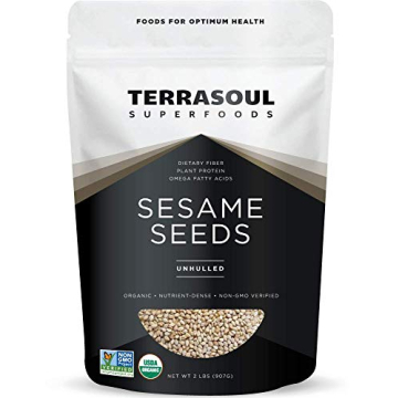 Terrasoul Superfoods Organic Unhulled Sesame Seeds, 2 Lbs, Nutty Crunch for Asian Dishes, Baking, an...