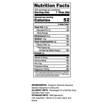 Terrasoul Organic Unhulled Sesame Seeds for Cooking and Baking