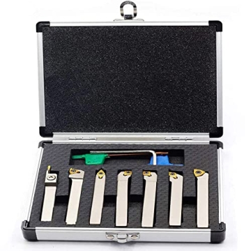 OSCARBIDE 3/8"Shank Heavy-Duty Indexable Lathe Turning Tool Holder 7 pcs/Set,10mm CNC Nickel Plated ...