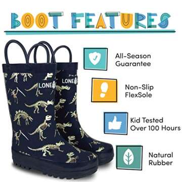 Lone Cone Rain Boots with Easy-On Handles in Fun Patterns for Kids - Durable, Waterproof & Flexible ...
