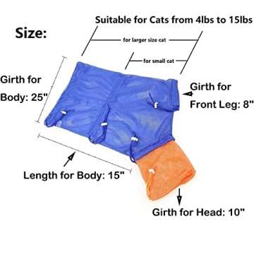 Cat Grooming Bag Puppy Dog Cleaning Polyester Soft Mesh Scratch & Biting Resisted for Bathing Inject...