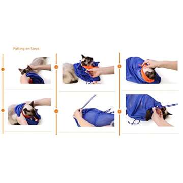 Cat Grooming Bag Puppy Dog Cleaning Polyester Soft Mesh Scratch & Biting Resisted for Bathing Injecting Examining Nail Trimming
