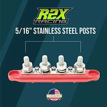 4 Post Power Distribution Block Bus Bar with Cover - Made in The USA - 250 Amp Rating - Marine, Auto...