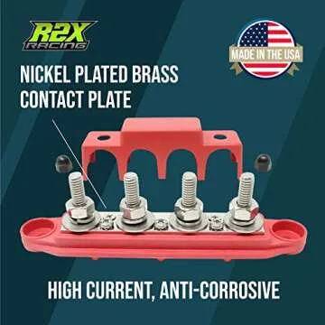 4 Post Power Distribution Block Bus Bar with Cover - Made in The USA - 250 Amp Rating - Marine, Automotive, and Solar Wiring (5/16" - Red)