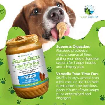 Green Coast Pet All-Natural Pawnut Butter for Dogs | Made in USA | Peanut & Flaxseed Blend