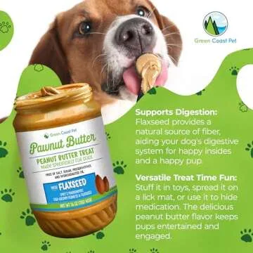 Green Coast Pet All-Natural Pawnut Butter for Dogs | Made in USA | Peanut & Flaxseed Blend