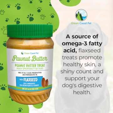 Green Coast Pet All-Natural Pawnut Butter for Dogs | Made in USA | Peanut & Flaxseed Blend